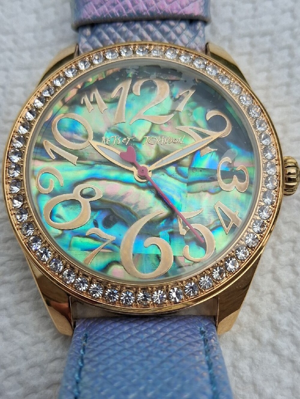 Betsey Johnson Iridescent Blue-Purple Crystal-Trim Watch